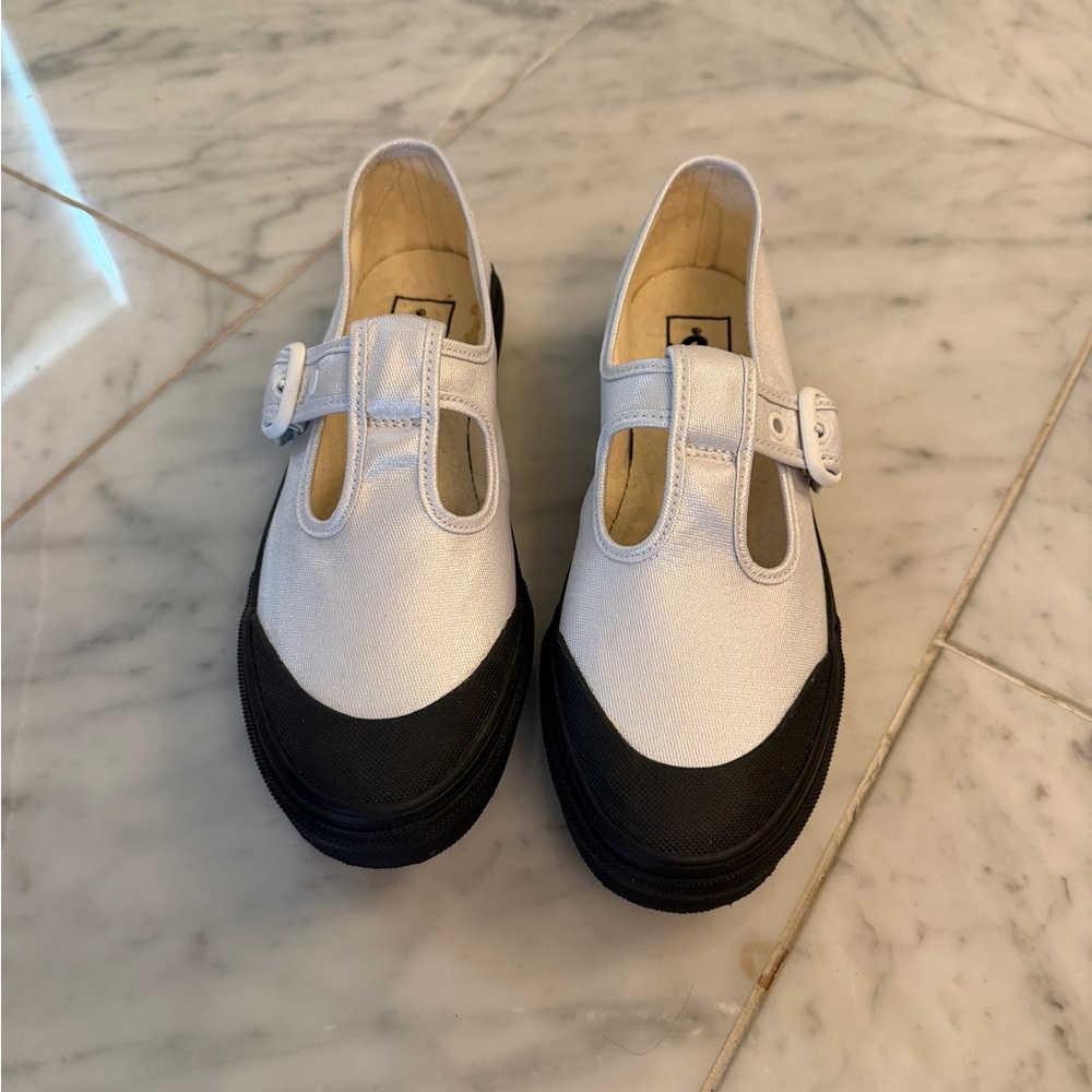 Vans Navy and White Sparkle Mary Jane Slip-On Shoes